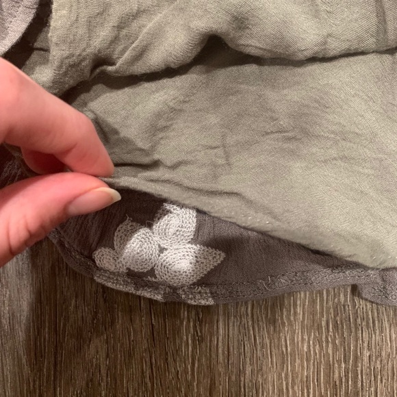 Altar’d State Gray / Olive Embroidered Flowy Short - Picture 4 of 4